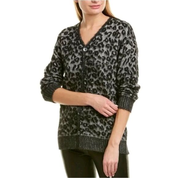 La Vie Rebecca Taylor Animal Print Cardigan - Picture 1 of 13